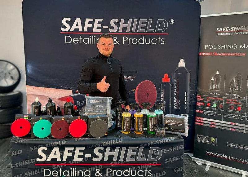 Safe-Shield exhibition stand with car care products