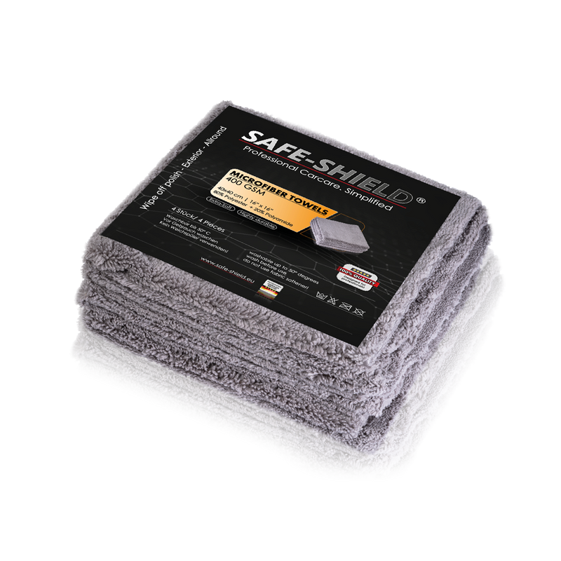 Soft, edgeless 400 GSM microfibre towels for car care