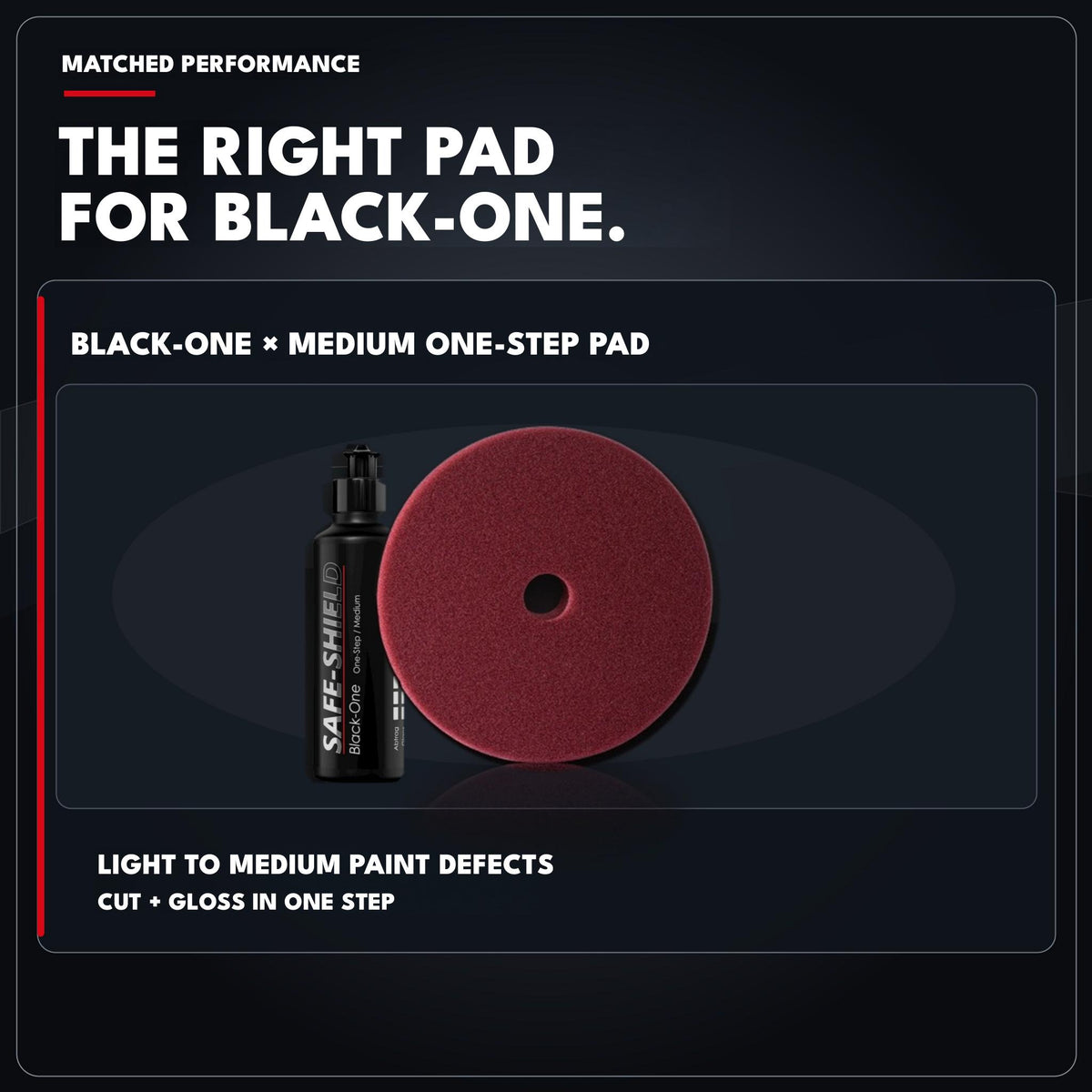 Safe-Shield Black-One one-step polish paired with the Medium One-Step polishing pad.