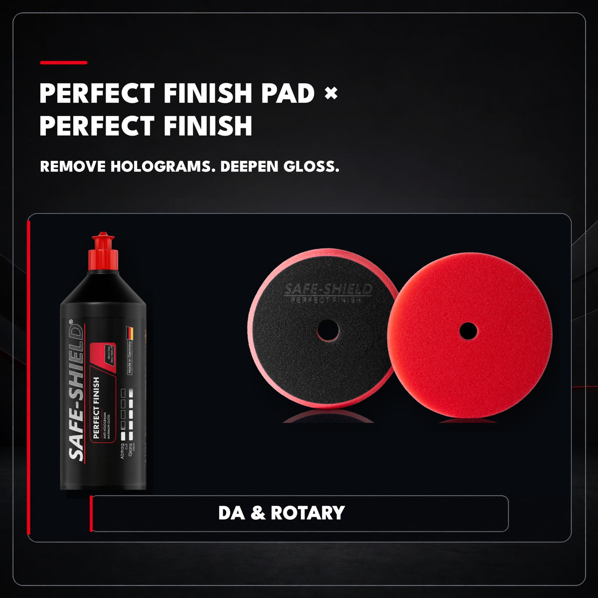 
Disco Safe-Shield Perfect Finish con pulimento Perfect Finish para refinar el brillo, apto para pulidoras orbitales y rotativas.