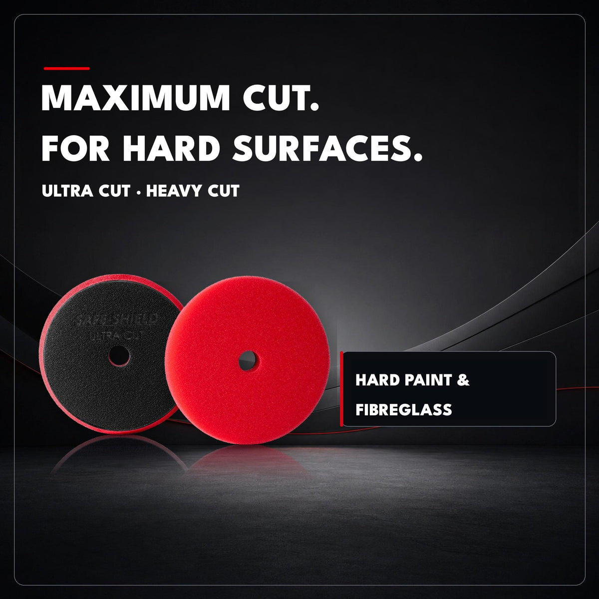 
Disco de pulido Ultra Cut Dual rojo para pinturas duras y plástico reforzado con fibra de vidrio (GFK).