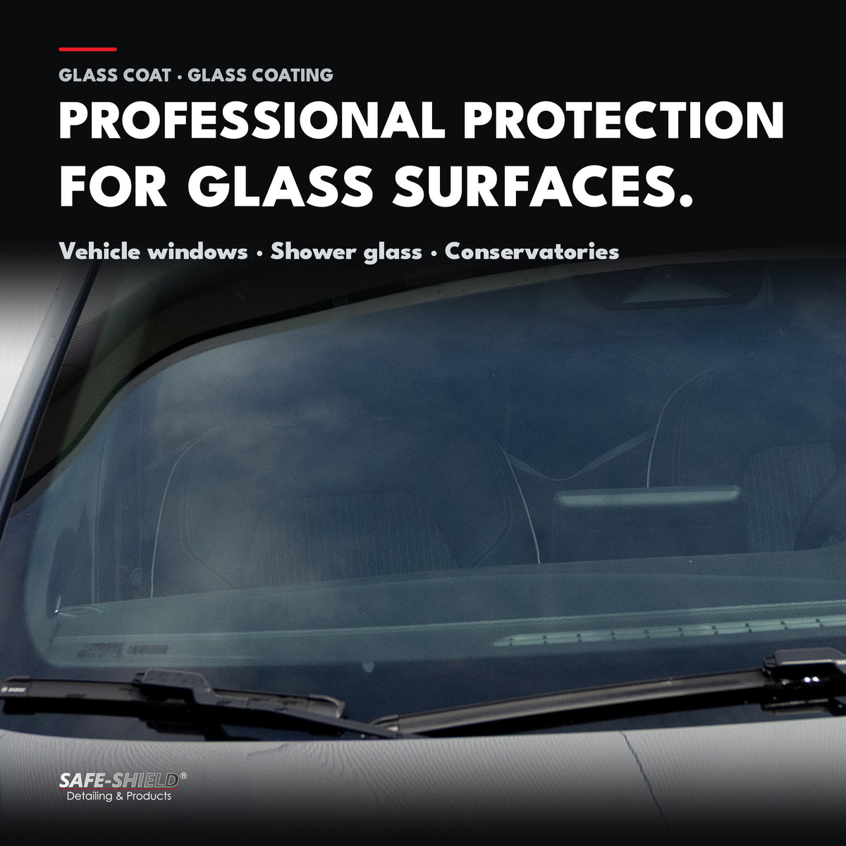 Glass-Coat for professional protection of glass surfaces on vehicles, shower enclosures and conservatories.